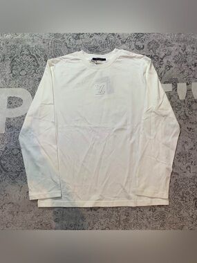 Louis Vuitton White Long Sleeve Embossed LV Crewneck Tee